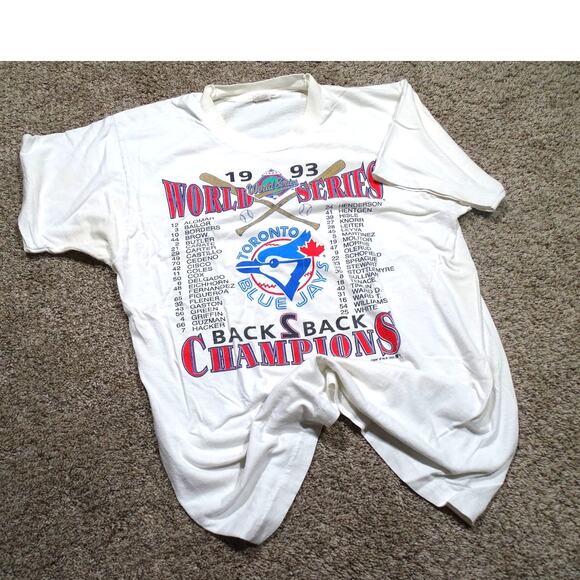 Vtg 1993 Toronto Blue Jays World Series Champions T-Shirt  XL MLB Baseball Tee - Picture 1 of 12